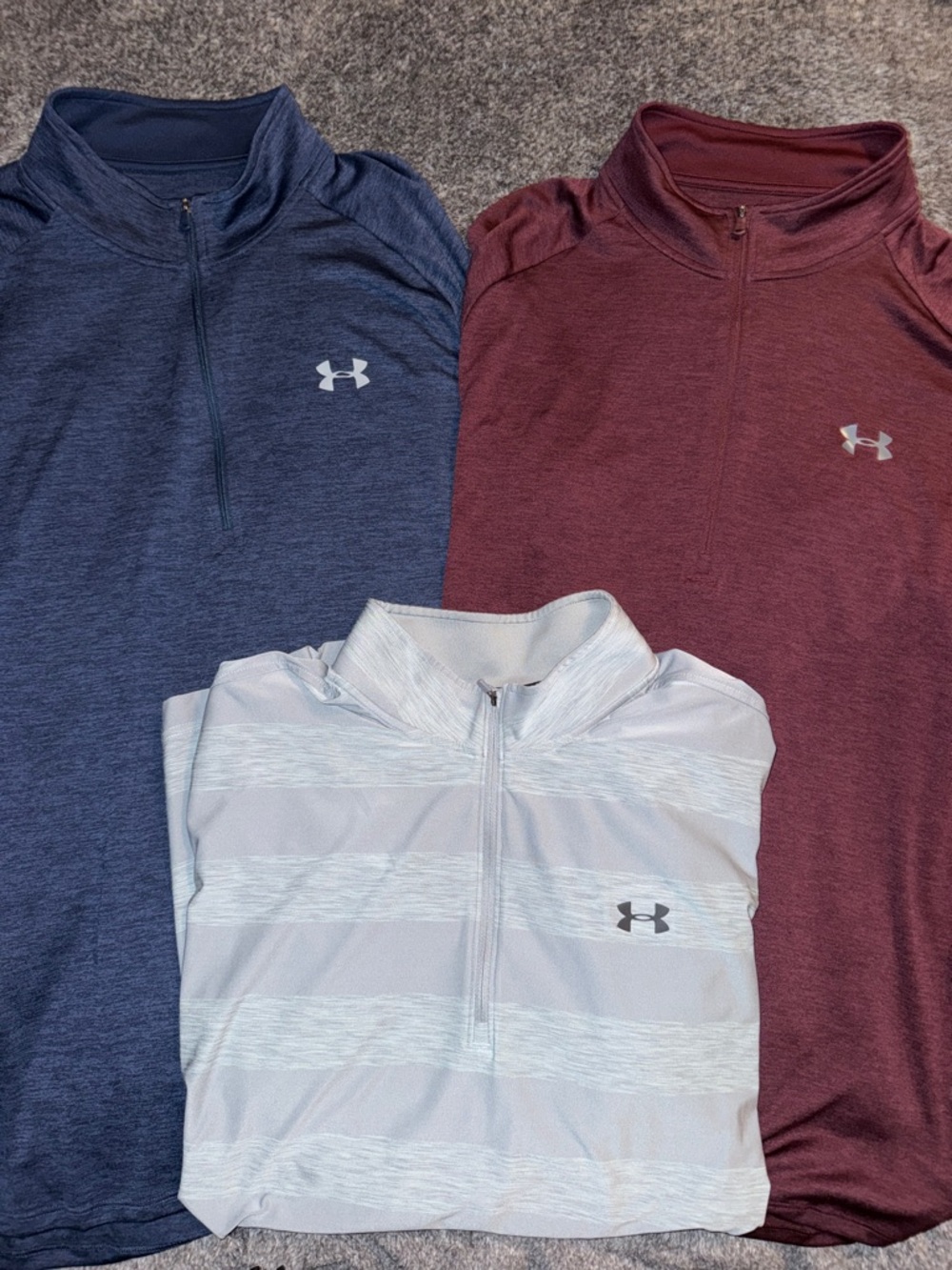 XXL Under Armour Navy, Maroon & Light Gray Quarter-Zip Pullover Trio Like New
